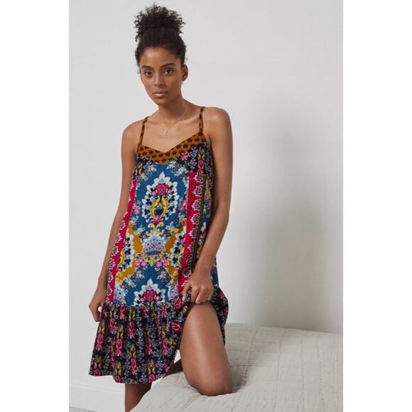 Anthropologie Paisley Velvet Slip Dress Womens Size S - Picture 1 of 10